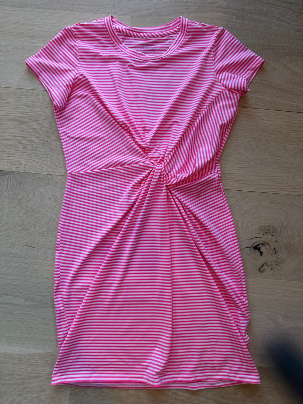 Vineyard Vines Pink & White Striped Twist-Front Dress